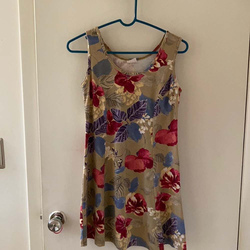 Vintage 80s fun flowers fit n flare dress